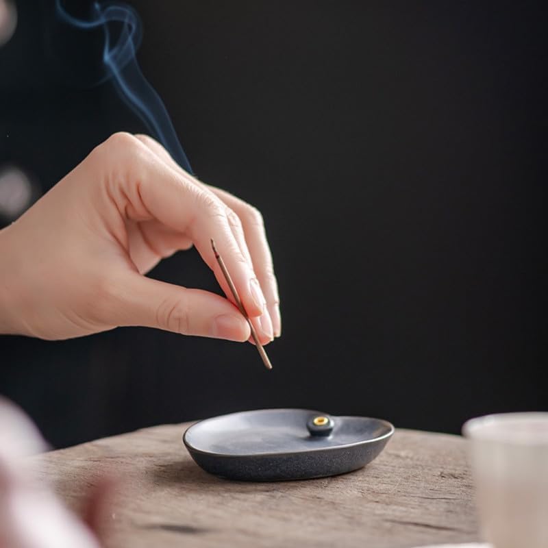 Incense Holder Modern Minimalist Circular Incense Stick Burner for Cones or Sticks for Yoga & Meditation, Enhance Atmosphere,Ceramic Ash Catcher Khaki - Image 5