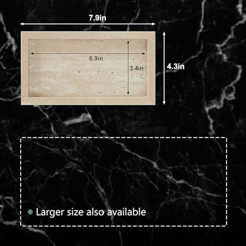 Natural Small Marble Vanity Tray, Stone Organizer for Bathroom & Kitchen - Image 2