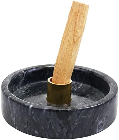 Natural Marble Palo Santo Holder,Incense Burner for Palo Santo Sticks, Handmade Stick Incense Holder Ideal for Smudging, Incense Burning, Decoration.Easily Grab All Incense Ash (Black) by Vrupin