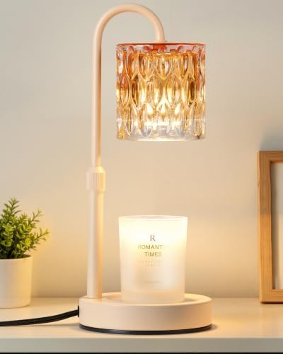 CASTLELIFE Dimmable Candle Warmer Lamp with Timer, Height Adjustable Candle Warmer for Jar Candles, Electric Wax Melt Warmer for Home Decor House Warming Gifts, Birthday Gifts for Women, Apricot-Glass by CASTLELIFE