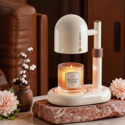 All-Metal Candle Warmer Lamp with Timer & Dimmer, Heavy Duty Adjustable Height Melt Warmer for Jar Candles, Durable Wax Warmer Lamp with 2 GU10 Bulbs, Gifts for Home Decor by Nowepai