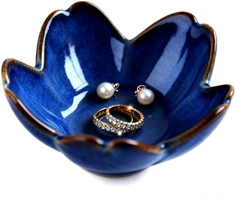 Samchilderlan Blue Flower Ceramic Ring Dish Jewelry Tray Small Ring Holder by SAMCHILDERLAN