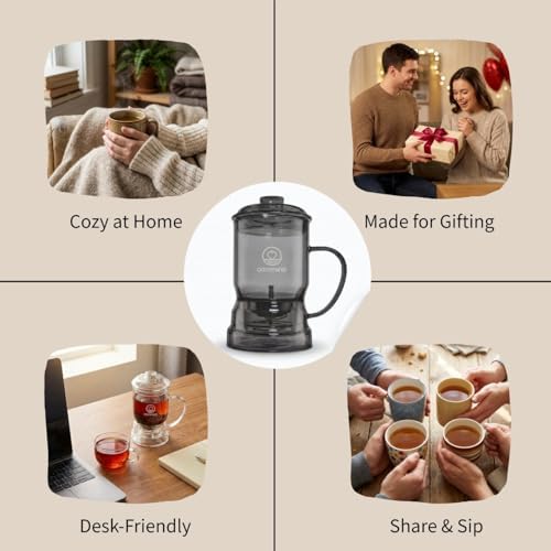 Glass Tea Infuser, Easy Drain for Loose Leaf, 15.2 oz, Black - Image 6
