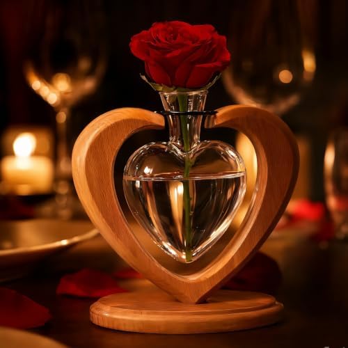 2Pack Plant Propagation Station, Heart Glass Vase & Wooden Stand - Image 6