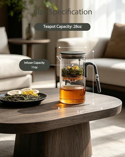 ZENS Magnetic Teapot with Infuser, 28oz Magic Tea Pot for Loose Leaf Tea - Image 3