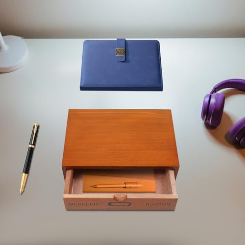 single drawer storage box wooden desk organizer pine wood varnish finish for makeup jewelry stationery small items monitor riser stand home office - Image 6