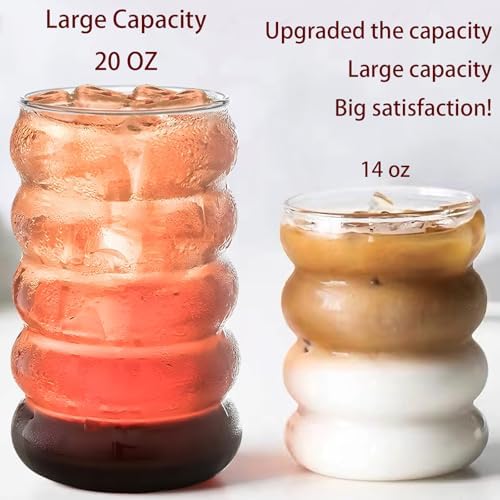Ework4U 2 Pcs Drinking Glasses with Glass Straws, 20oz Iced Coffee, Milk Tea, Fruit Smoothie Glasses - Ideal for Water, Soda, Tea - Gift Set with Cleaning Brush - Image 6