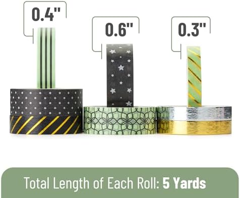 Mr. Pen- Washi Tape Set, 8 Rolls, Assorted Sizes, 5 Yards/Roll - Image 4