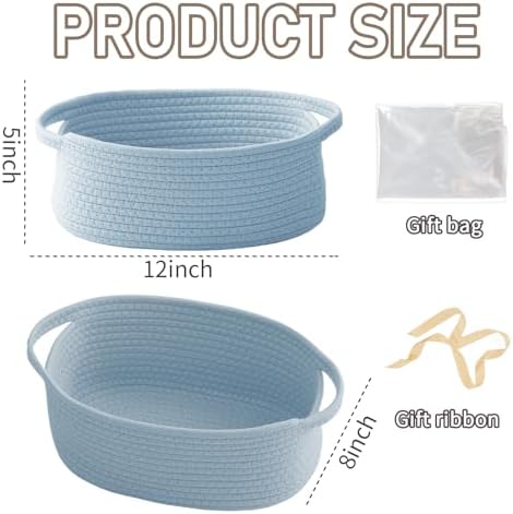 JMvicyroam Small Woven Basket, Empty Gift Basket, Blue/1 Pack - Image 2