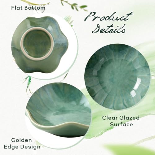 Set of 3 Jade Green Ceramic Jewelry Trays Lotus Leaf Design - Image 3