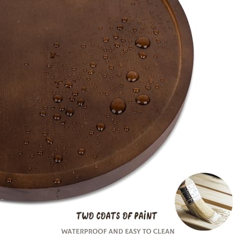 Round Decorative Tray Farmhouse Kitchen Decor Soap Dish, 8" Walnut - Image 3
