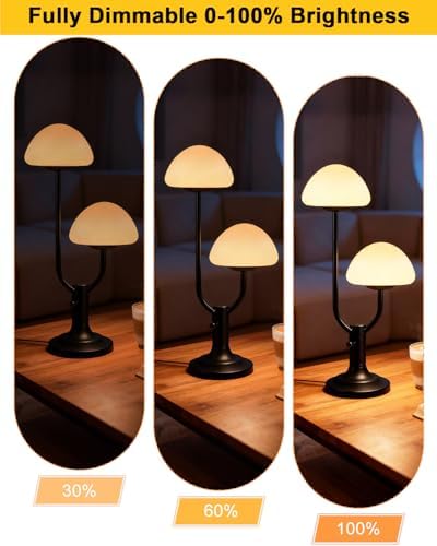 Lightdot Mushroom Table Lamp for Bedroom Dimmable Cute Black Desk Lamp - Image 4