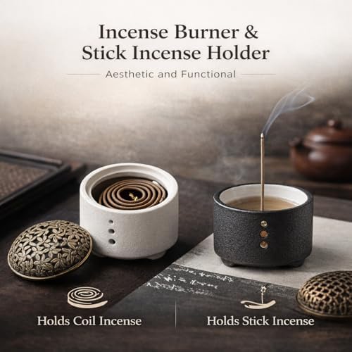 Zen Incense Burner, Minimalist Ceramic Incense Holder for Cone, Coil Incense for Yoga, SPA, Meditation - Image 3