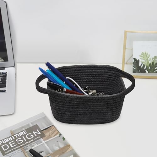ABenkle Small Storage Basket, Mini Basket, Cute Tiny Cotton Rope Woven Shelf Basket, Boho Decorative Toy Storage Bin Gift Basket - Image 6
