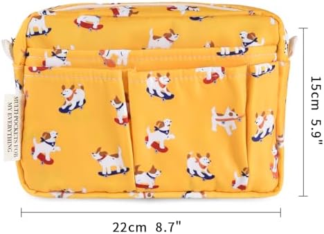 Multiple Pockets Portfolio Organizer with Zipper,Makeup Bag Pencil Pouch - Image 2