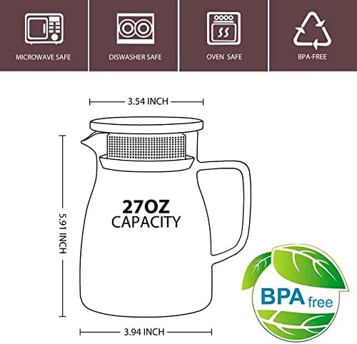 CNGLASS One-Touch Glass Teapot, 27oz(800ml) Glass Tea Kettle with Stainless Steel Filter Lid, Stovetop Safe Loose Leaf Tea Maker - Image 2