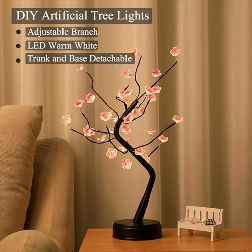 PXBNIUYA 36 LED Cherry Blossom Sparkly Fairy Spirit Tree Lights Warm White - Image 2