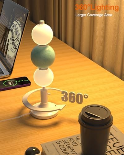 Lightdot Globe Table Lamp for Bedroom, Mid Century Modern Desk Lamp - Image 6