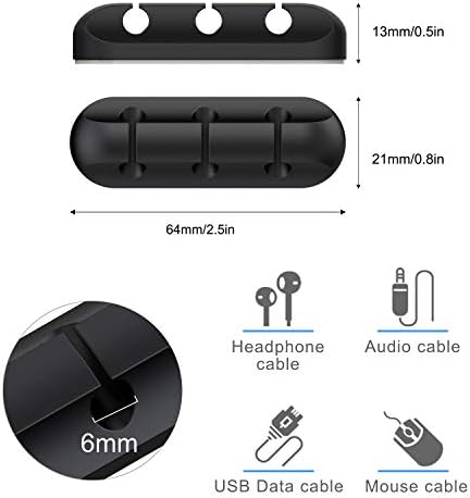 SOULWIT Cable Holder Clips, 3-Pack Cable Management Cord Organizer Clips Silicone Self Adhesive for Desktop USB Charging Cable Nightstand Power Cord Mouse Cable Wire PC Office Home - Black - Image 3