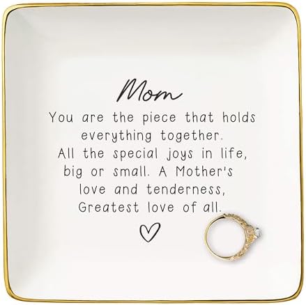 NZY Mom Gifts for Mother's Day-Birthday Thanksgiving Wedding Christmas Gifts for Mother-Thank You Present for Mom-Mommy Appreciation Presents-Ceramic Jewelry Tray Trinket Holder Ring Dish by NZY