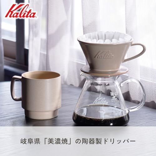 Kalita Coffee Dripper, Mino Ware, High Heat Retention, Ceramic, For 2 to 4 People, DACHI & Kalita MI185, Sand Brown, #02103, Wave Series, Made in Japan, Drip Equipment, For 2 People, 4 Cups, Porcelain - Image 2