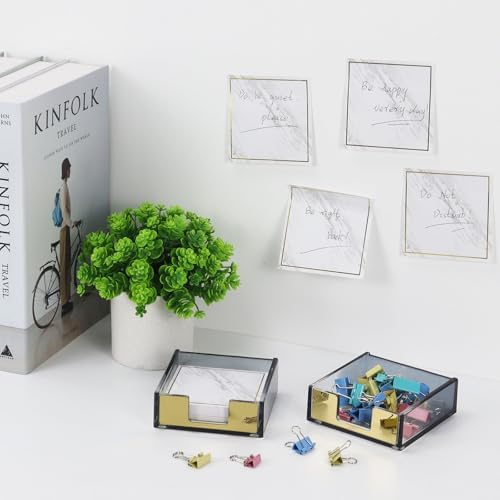 MultiBey Gradient Acrylic Sticky Note Holder Clear Post Memo Pad Dispenser - Image 4
