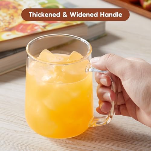 Large Glass Coffee Mugs, 24 oz Glass Coffee Cups Set of 2, Clear Borosilicate Glass Mugs with Handles for Cappuccino, Tea, Latte, Hot/Cold Beverages, Wine, Americano, Smoothies - Image 4