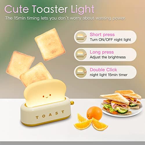 Desk Decor Cute Yellow Toast Lamp Small Desk Lamp Night Light for Kids - Image 2