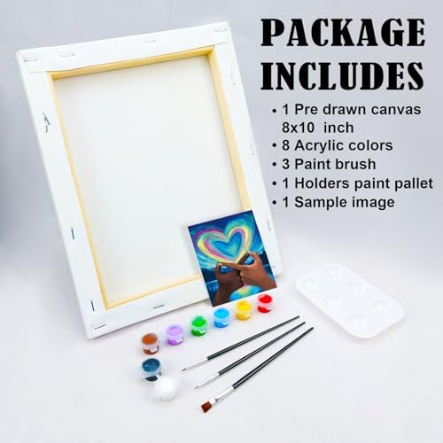 VOCHIC Canvas Painting Kit Pre Drawn Canvas for Painting for Adults Couples Date Night Party Kit Paint and Sip Party Supplies Infinity Love Paint Art Set 8x10 inch Valentine - Image 5