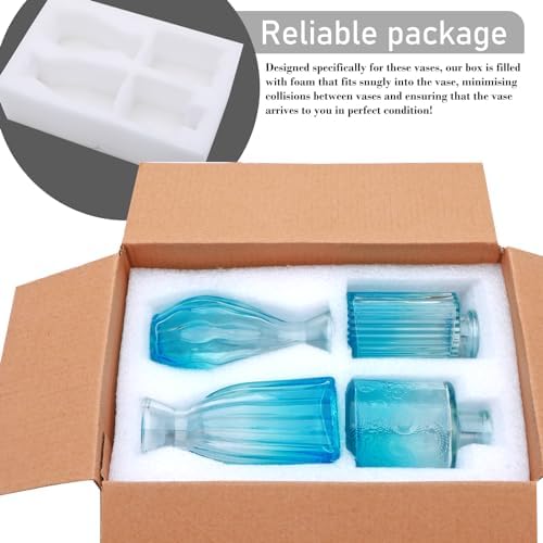 Glass Bud Vases Set of 4, Small Blue Flower Vases for Wedding Centerpieces - Image 7