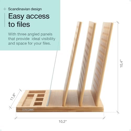 Bamboo Wood Desk Organizer: 3-Tier File Holder, Mail Organizer, Non-Slip Design, Effortless Assembly, Perfect for Desk System - Image 5