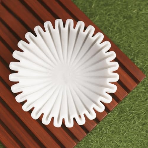 SWADESHI BLESSINGS Handcrafted Marble Ruffle Bowl for Home Decor, 8" by SwadeshiBlessings