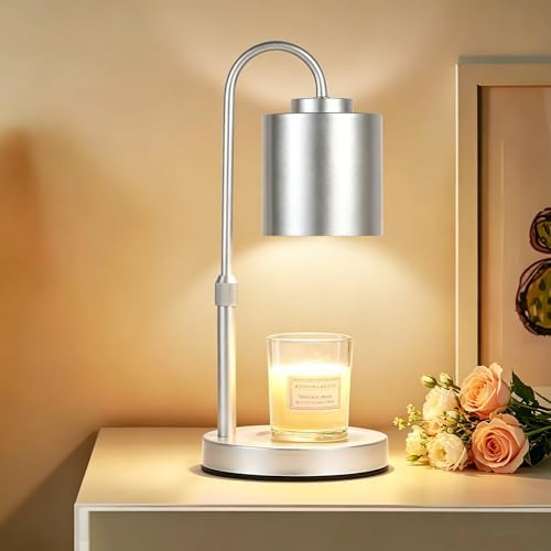 CASTLELIFE Dimmable Candle Warmer Lamp with Timer, Height Adjustable Candle Warmer for Jar Candles, Electric Wax Melt Warmer for Home Decor House Warming Gifts, Birthday Gifts for Women, Silver by CASTLELIFE