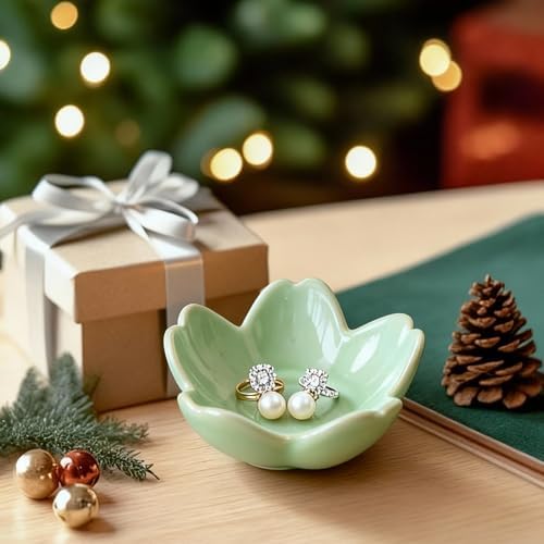 Sage Green Flower Ring Dish Ceramic Jewelry Tray Small Trinket Dish - Image 5