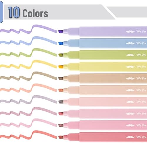 Mr. Pen- Aesthetic Highlighters No Bleed, 10 Pack, Assorted Colors | Chisel Tip, Cute Highlighters Assorted Colors for Journaling, Highlighting, Underlining, Fast Dry, Back to School Supplies - Image 2