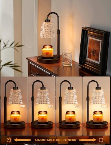 Innqoo Black Crystal Candle Warmer Lamp with Timer, Dimmable Candle Warmer for Jar Candles, Height Adjustable Wax Melts Warmer, Birthday Gifts for Women Mom, House Warming Gifts New Home Decor - Image 2
