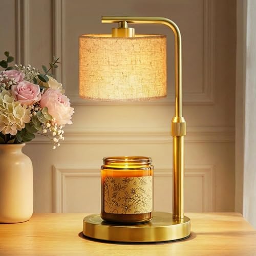 Candle Warmer Lamp with Timer Dimmer, Height Adjustable Candle Wax Warmer Candle Lamp for Jar Candles with 2 Bulbs, House Warming Gift for Home Room Decor, Birthday Gifts for Women Mom (Gold) by LAMP