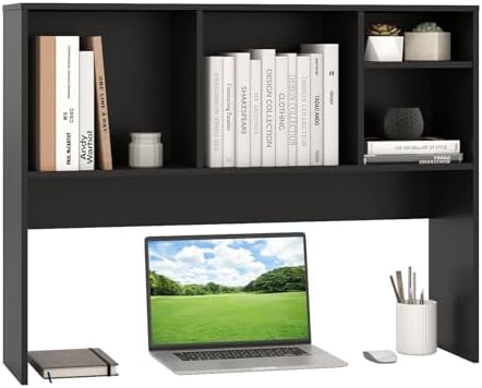 GIANTEX Desktop Bookshelf, Countertop Storage Hutch with 4 Shelves for Computer Desk, Dressing Tabletop Display Rack, Multipurpose Desk Hutch Storage Organizer for Home Office Dorm (Black) by Giantex