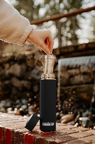London Sip Multi-Purpose Tea Infuser Travel Mug and Tumbler Fruit Infuser Flask Hot and Cold Double Wall Stainless Steel Thermos with Extra-Long Infuser, Zen Black - Image 3