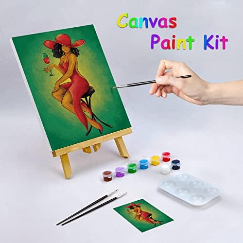Nuberlic Pre Drawn Canvas for Painting for Adults Elegant Lady 8x10 inches - Image 2