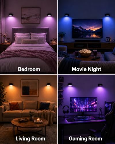 RGB Wall Sconces, Rechargeable Magnetic Lights with Remote, 2 Pack - Image 5