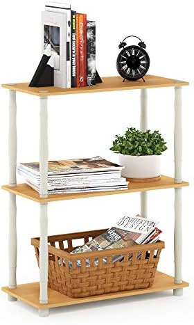 Furinno Turn-N-Tube 3-Tier Compact Multipurpose Shelf Display Rack with Classic Tube, Beech/White by Furinno-FitsYourSpaceFitsYourBudget