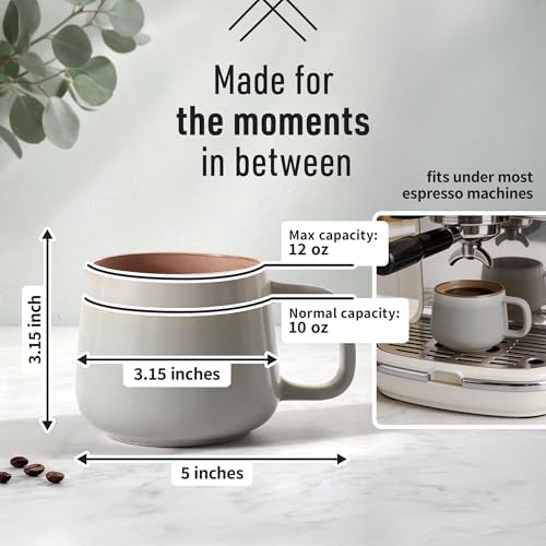 Ava Nord Stoneware Ceramic Coffee Mugs Set of 4 | 12 oz | Sage Ash - Image 2
