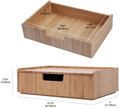 Mobilevision Bamboo Drawer, Stackable Storage Solution for office products pens, pencils, scissors, notepads, business cards and more - Image 2