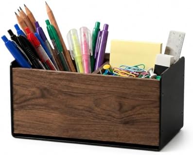Walnut Desk Organizer, Minimalist Pencil Holder for Office Desk by CELESTREE