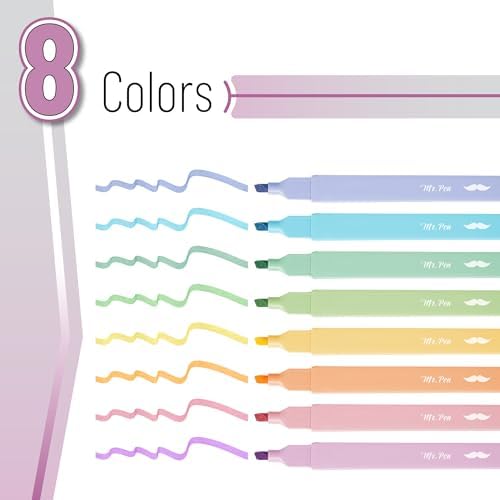 Mr. Pen- Aesthetic Highlighters No Bleed, 8 Pack, Assorted Colors | Chisel Tip, Cute Highlighters Assorted Colors for Journaling, Highlighting, Underlining, Fast Dry, Back to School Supplies - Image 2
