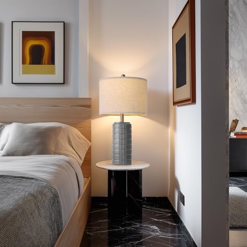 PoKat 23" Ceramic Dark Gray Table Lamps Set of 2 for Living Room, Modern Bedside Lamps for Bedroom, Farmhouse Nightstand Lamp for Home Office Guest Room Sideboard Entryway Decor Gifts - Image 2