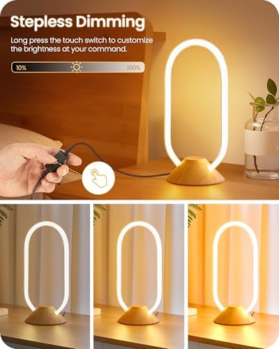 Modern LED Table Lamp, Bedside Lamp with Oval Design, 3 Color Temperatures, Adjustable Brightness, 360° Lighting, Unique Desk Lamp for Bedroom, Living Room, Study, Office, Natural M64TL05 - Image 3
