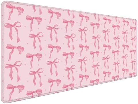 Cute Coquette Pink Bow Aesthetic Mouse Pad 31.5x15.7inch, Preppy Girly Pink Bow Mouse Pads for Wireless Mouse Computers Laptop Desk Accessories, Coquette Girly Office Supplies by Unknown