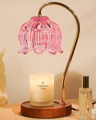Funistree Flower Candle Warmer Lamp with Timer, Dimmable Candle Lamp Warmer, Christmas Birthday Gifts for Women Mom Her, Housewarming Home Decor, Lotus Wax Warmer for Yankee Candles - Pink Lily by Funistree